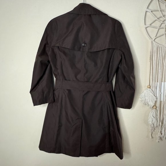 Lands End Double Breasted Belted Brown Women's Trench Coat XS Water Resistant - Picture 6 of 14